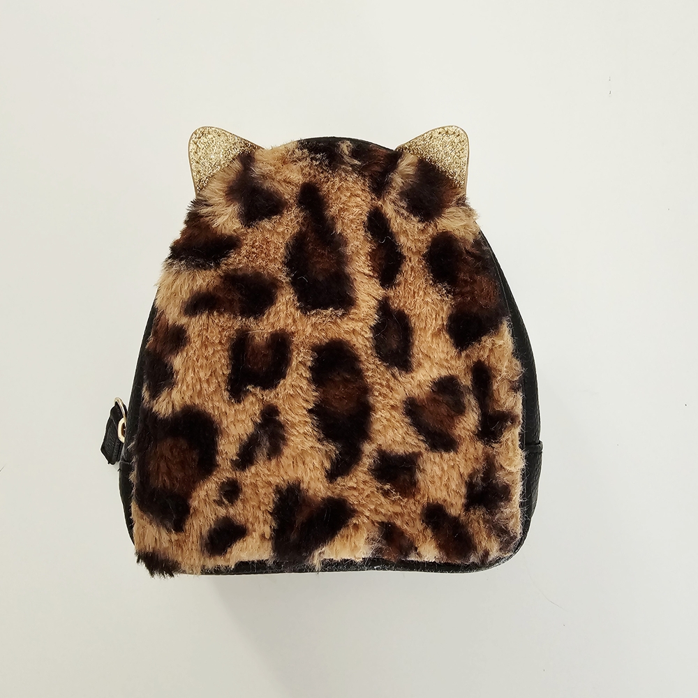 Leopard Print Faux Fur Cosmetic Bag
